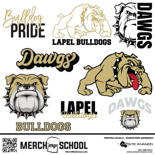 Lapel Bulldogs sticker sheet
