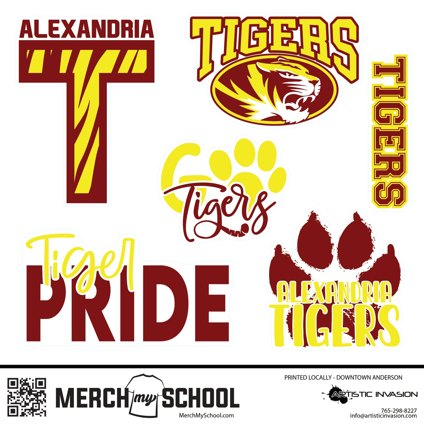 12"x12" Alexandria Tigers Sticker Sheet